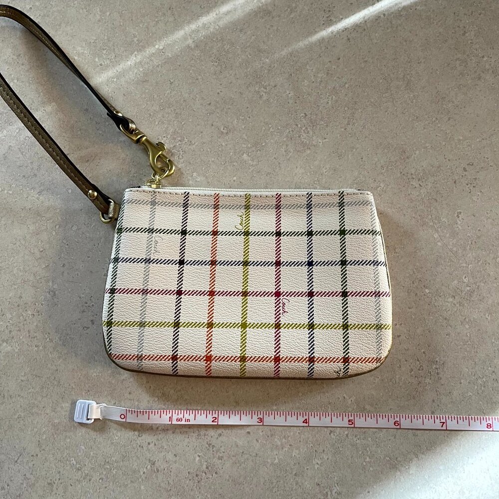 Coach wristlet White with colorful squares, plaid pattern, wallet